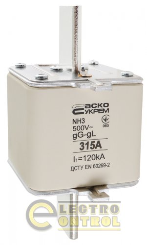 Запобіжник Аско-Укрем A0050010038 ножовий з плавкою вставкою NH3 315A gG