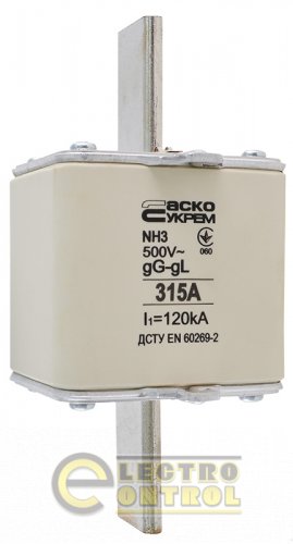 Запобіжник Аско-Укрем A0050010038 ножовий з плавкою вставкою NH3 315A gG