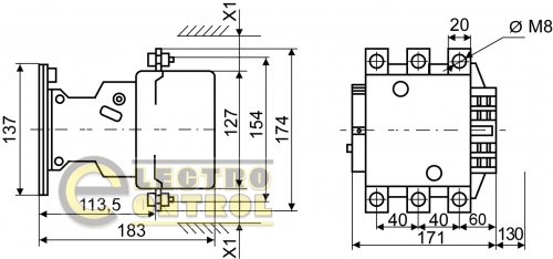 Контактор Аско-Укрем A0040020012 KM 185 М7 230В (LC1-F185)