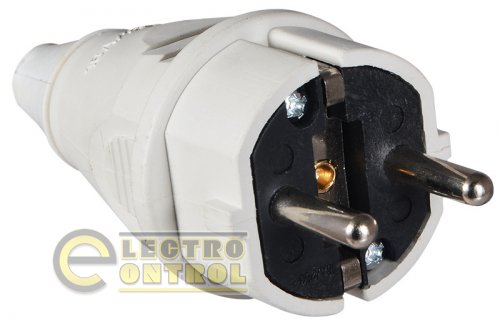 Вилка Аско-Укрем A0080010013 переносная ВП 16А/2 (220В) 2Р+РЕ (012) белая