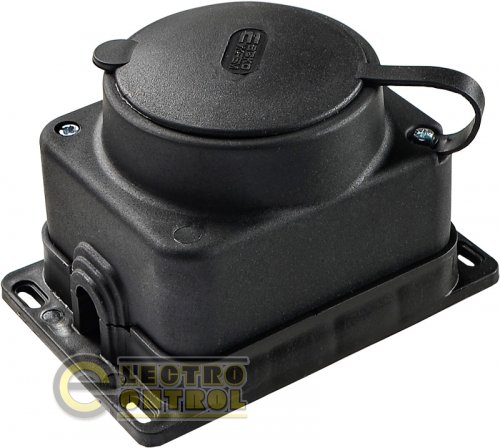 Розетка каучукова з захисною кришкою зовнішньої установки 2Р+PE 16А IP44