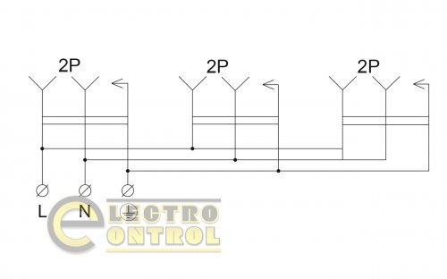 Колодка каучукова 2Р+PE з захисними кришками тримісна 16А IP44