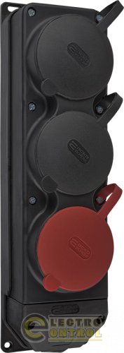 Колодка каучукова 3Р+РЕ з захисними кришками тримісна (1×25А/2×16A*2P+PE) IP44