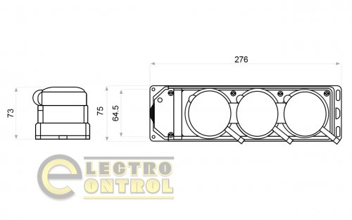 Колодка каучукова 3Р+РЕ з захисними кришками тримісна (3×25А) IP44