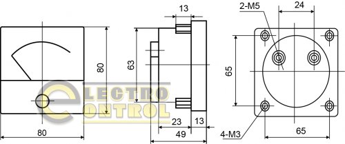 Амперметр Аско-Укрем A0190010054 прямого включення 30А 80х80 А-80 AС