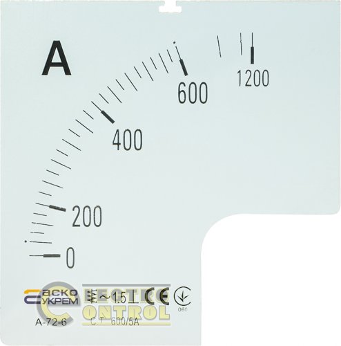 Шкала Аско-Укрем A0190010075 600/5А до амперметра А-72-6