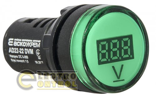 Цифровой измеритель напряжения Аско-Укрем A0190010014 AD22-22DVM DC 5-30В зелёный