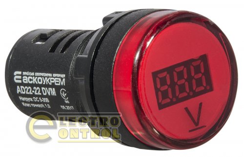 Цифровой измеритель напряжения Аско-Укрем A0190010015 AD22-22DVM DC 5-30В красный