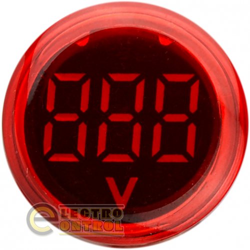 Круглий цифровий вимірювач напруги Аско-Укрем A0190010016 ED16-22VD 30-500В АС червоний