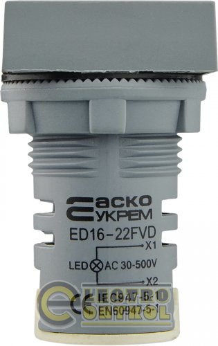 Квадратный цифровой измеритель напряжения Аско-Укрем A0190010033 ED16-22FVD 30-500В АС белый