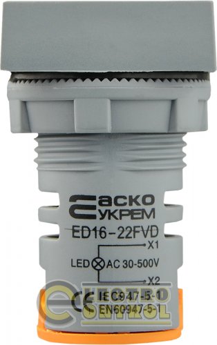 Квадратный цифровой измеритель напряжения Аско-Укрем A0190010032 ED16-22FVD 30-500В АС жёлтый