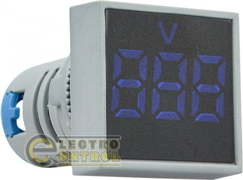 Квадратний цифровий вимірювач напруги Аско-Укрем A0190010036 ED16-22FVD 30-500В АС синій