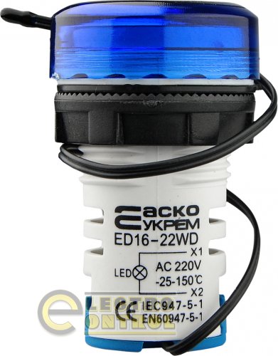 Круглый цифровой измеритель температуры Аско-Укрем A0190010044 ED16-22WD -25С - 150С синий