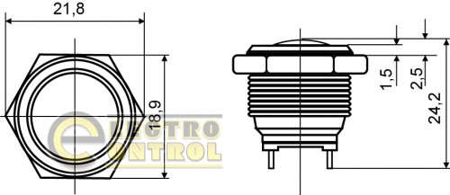 Кнопка Аско-Укрем A0140010087 TY 16-231P Pcb металлическая выпуклая (соединение под пайку) 1NO