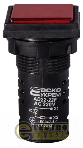 Сигнальная арматура Аско-Укрем A0140030157 AD22-22F красная 220V АC