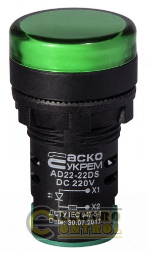 Сигнальная арматура Аско-Укрем A0140030082 AD22-22DS зелёная 220V DC