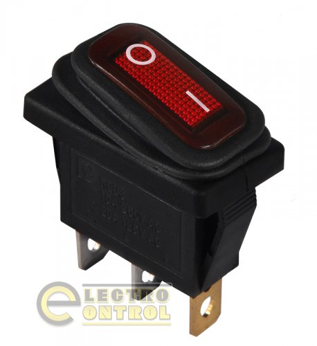 Переключатель Аско-Укрем A0140040036 KCD3-101NW R/B 220V 1 клавишный вологозах красный с подсветкой