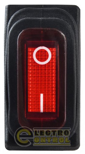 Переключатель Аско-Укрем A0140040036 KCD3-101NW R/B 220V 1 клавишный вологозах красный с подсветкой