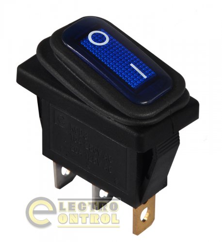 Перемикач Аско-Укрем A0140040038 KCD3-101NW BL/B 220V 1 клавішний вологозахисний синій з підсвічуванням