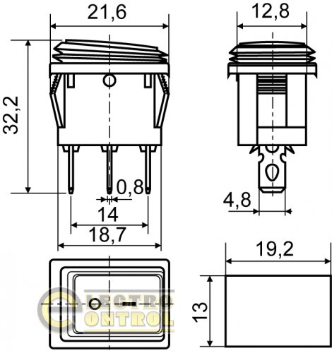 Переключатель Аско-Укрем A0140040061 KCD1-2-101NW BL/B 220V 1 клавишный влагозащитный синий с подсветкой