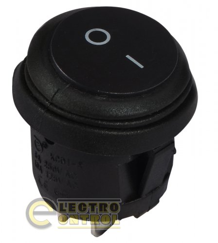Перемикач Аско-Укрем A0140040073 KCD1-5-101W B/B 1 клав. круглий чорний вологозахищений