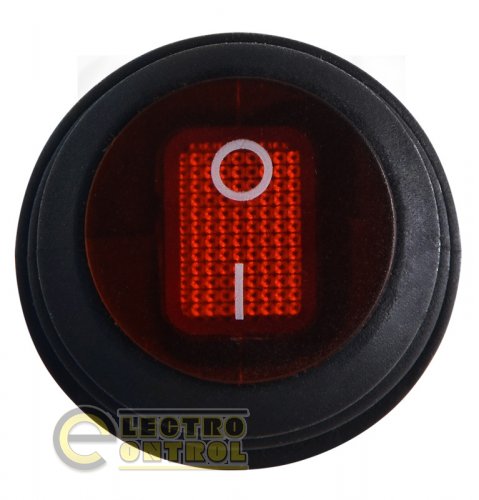 Переключатель Аско-Укрем A0140040074 KCD1-5-101NW R/B 220V 1 клав. круглый влагозащитный красный с подсветкой