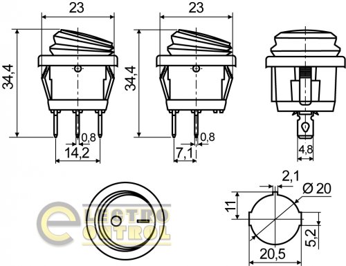 Переключатель Аско-Укрем A0140040075 KCD1-5-101NW GR/B 220V 1 клав. круглый влагозащитный зелёный с подсветкой
