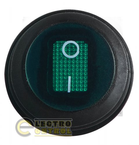 Перемикач Аско-Укрем A0140040078 KCD1-8-101NW GR/B 220V 1 клав.круглий вологозахисний зелений з підсвічуванням