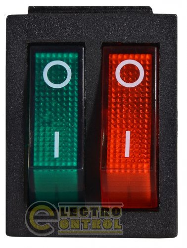 Переключатель Аско-Укрем A0140040111 KCD2-2101N GR+R/B 220V 2 клав. зелёный+красный с подсветкой