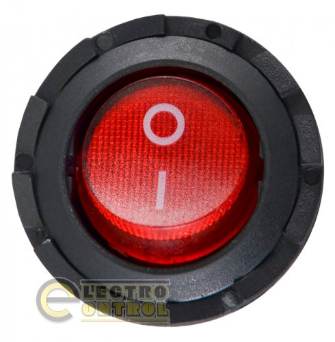 Переключатель Аско-Укрем A0140040136 KCD1-7-101NY R/B 220V 1 клав. круглый красный с подсветкой