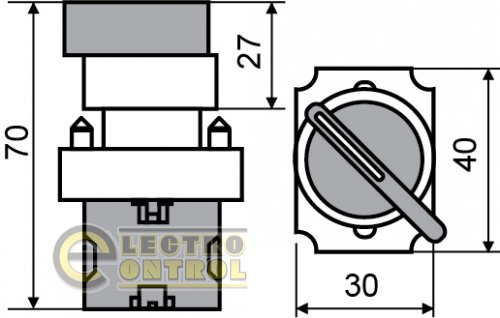 Кнопка Аско-Укрем A0140010005 XB2-BD33 поворотна 3-поз. Станд. ручка