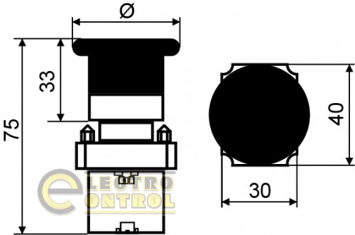 Кнопка Аско-Укрем A0140010017 XB2-BS542 безпеки повернення поворотом d40mm