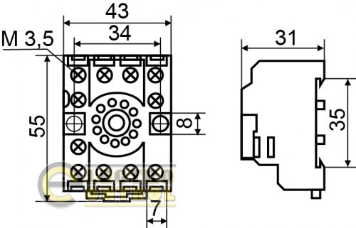 Колодка Аско-Укрем A0090020002 PF113A-E під реле МК3P