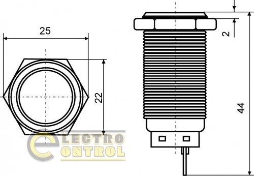 Кнопка Аско-Укрем A0140010104 TY 19-211A Scr металлическая плоская (винтовое соединение) 1NO