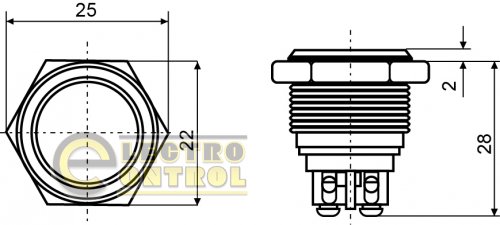 Кнопка Аско-Укрем A0140010108 TYJ 19-211 металлическая плоская 1NO+1NC