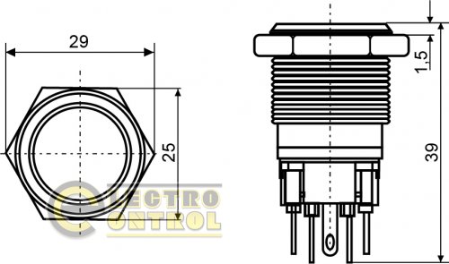 Кнопка Аско-Укрем A0140010124 TYJ 22-211 металлическая плоская 1NO+1NC