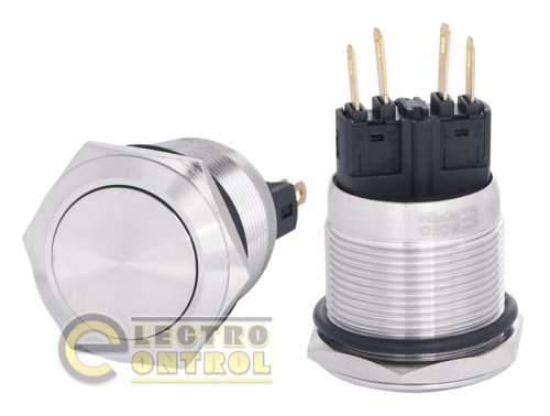 Кнопка Аско-Укрем A0140010125 TYJ 22-311 металлическая плоская с фиксацией 1NO+1NC