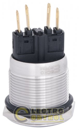 Кнопка Аско-Укрем A0140010125 TYJ 22-311 металлическая плоская с фиксацией 1NO+1NC