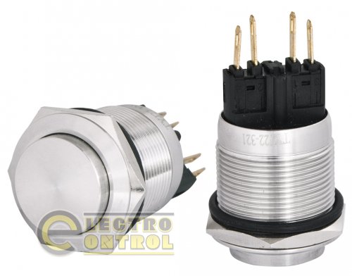 Кнопка Аско-Укрем A0140010127 TYJ 22-321 металлическая с выступом с фикс. 1NO+1NC