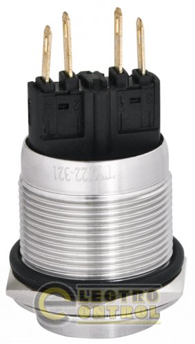 Кнопка Аско-Укрем A0140010127 TYJ 22-321 металлическая с выступом с фикс. 1NO+1NC