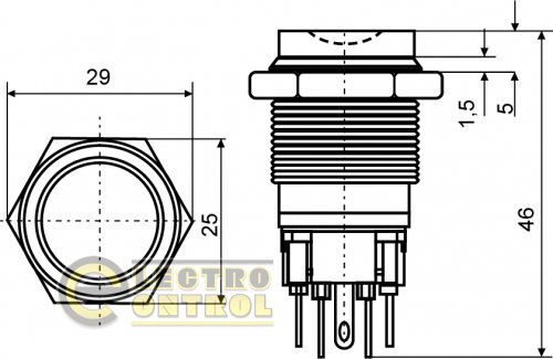 Кнопка Аско-Укрем A0140010127 TYJ 22-321 металлическая с выступом с фикс. 1NO+1NC