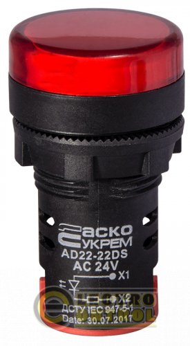Сигнальна арматура Аско-Укрем A0140030047 AD22-22DS червона 24V АC/DC