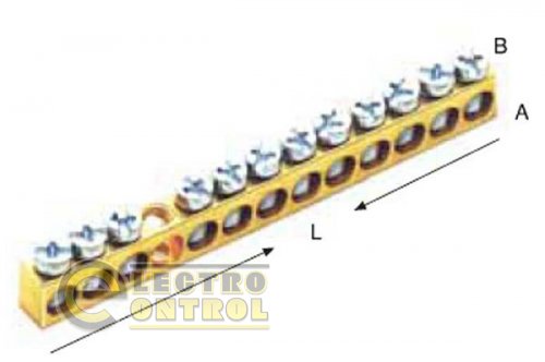 Шина заземления 7 х 12 мм, (100 А) максимальное сечение 25мм, 2/40 = 42 отверстий