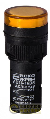Сигнальная арматура Аско-Укрем A0140030055 AD16-16DS жёлтая 24V АC/DC