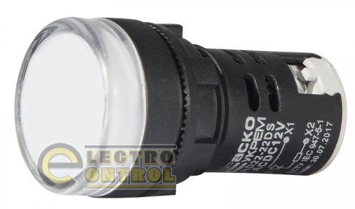 Сигнальна арматура Аско-Укрем A0140030160 AD22-22DS біла 12V АC/DC