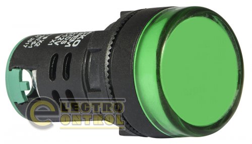 Сигнальна арматура Аско-Укрем A0140030162 AD22-22DS зелена 12V АC/DC
