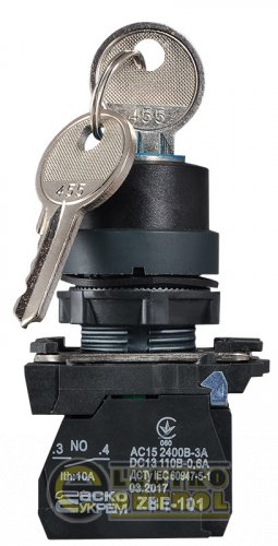 Кнопка Аско-Укрем A0140010155 TB5-AG33 поворотная с ключом 3-позиционная