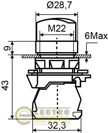 Кнопка Аско-Укрем A0140010156 TB5-AD21 поворотна 2-поз. Стандартна ручка