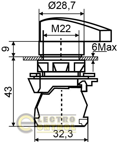 Кнопка Аско-Укрем A0140010161 TB5-AJ33 поворотная 3-поз. удлинённая ручка