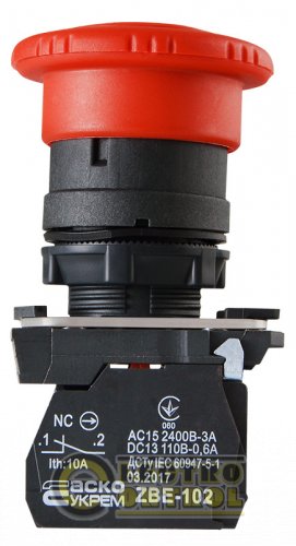 Кнопка Аско-Укрем A0140010163 TB5-AS542 безопасности вращение поворотом d40mm